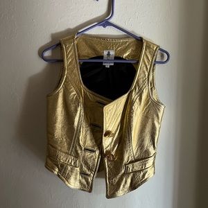 Fantastic gold leather vest by Gemma Kahng